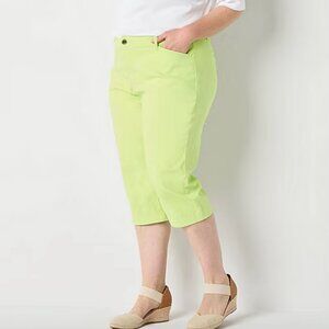 St. John's Bay Womens Plus Straight Mid Rise Capri Pant, Lime Sz 26W